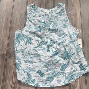 ANA Floral Print Sleeveless Top small NEW cotton rayon flamingo palm trees